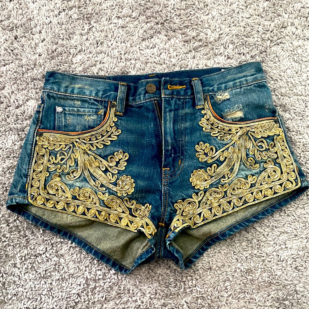 Ralph Lauren Denim & Supply Shorts Size 25 Gold Accents